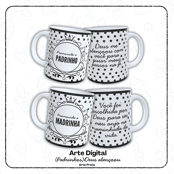 12 Artes para Caneca Padrinho e Madrinha, Dindo e Dinda Arquivo em Jpg  4