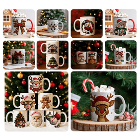 20 Artes para Caneca Natal 3d Linhas Natal Arquivo em Jpg 