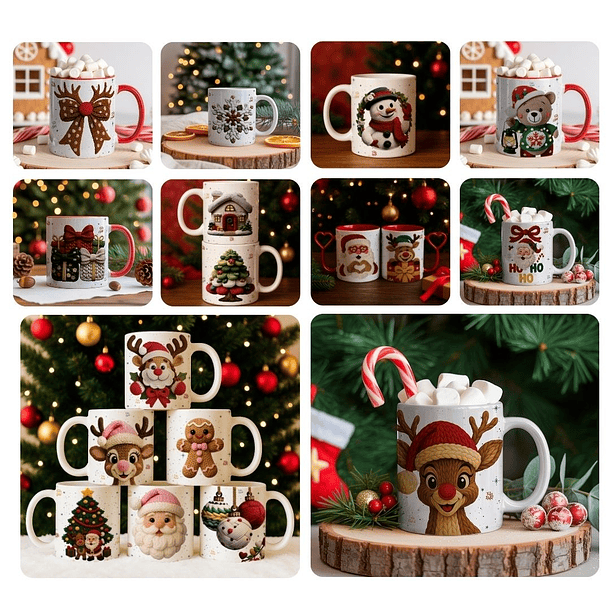20 Artes para Caneca Natal 3d Linhas Natal Arquivo em Jpg  1