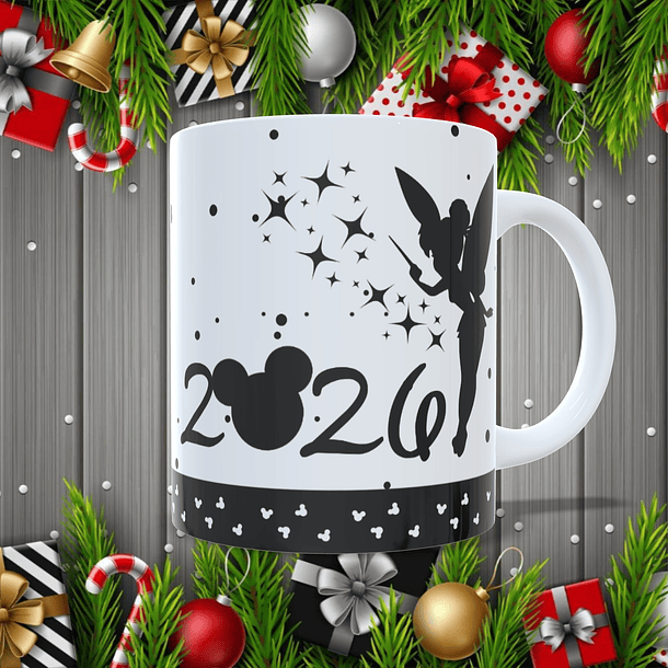 7 Artes para Caneca Disney Ano Novo 2026 Arquivo Editável  5