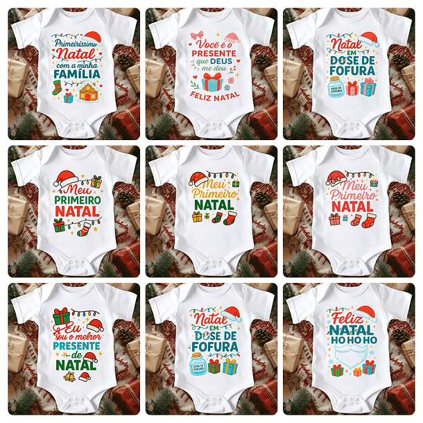 48 Artes para Body, Camisa e Azulejo Natal Familia Papai Noel Editável 3