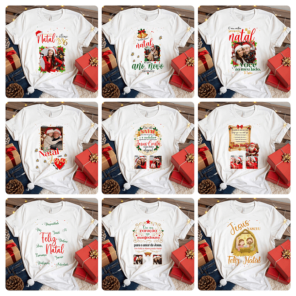 48 Artes para Body, Camisa e Azulejo Natal Familia Papai Noel Editável 5