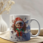 4 Artes para Caneca Duende De Natal 3d Arquivo em Jpg  3