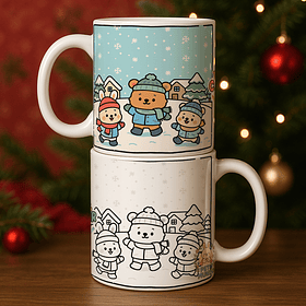 7 Artes para Caneca Natal Para Colorir Arquivo Editável 