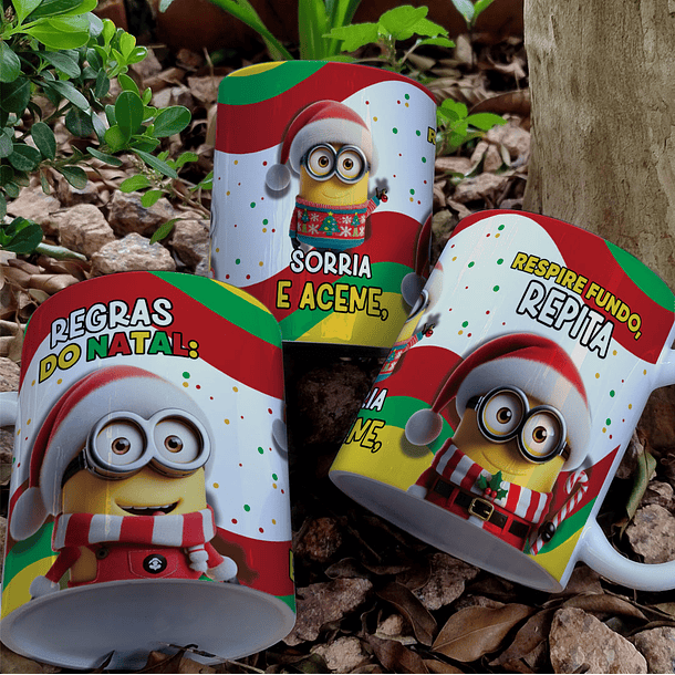 7 Artes para Caneca Minions Natal Arquivo Editável  4