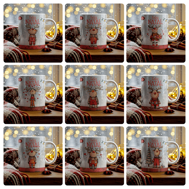 18 Artes para Caneca Renas de Natal Arquivo em Jpg  1