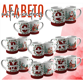 26 Artes para Caneca Alfabeto Natal Xadrez Arquivo Editável