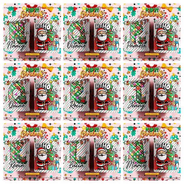 26 Artes para Caneca Alfabeto Papai Noel Arquivo Editável  1