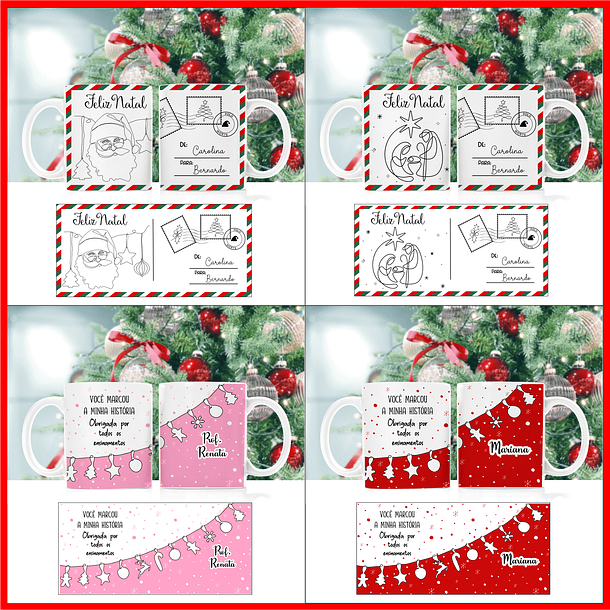 30 Artes para Caneca Natal em Linhas Arquivo em Png  4