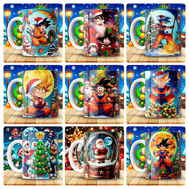 180 Artes para Caneca Personagens e Outros Natal 3D Arquivo em Png 3