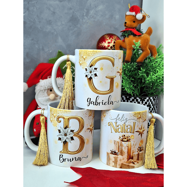 52 Artes para Caneca Alfabeto Dourado e Prata Natalino Arquivo em Png  1