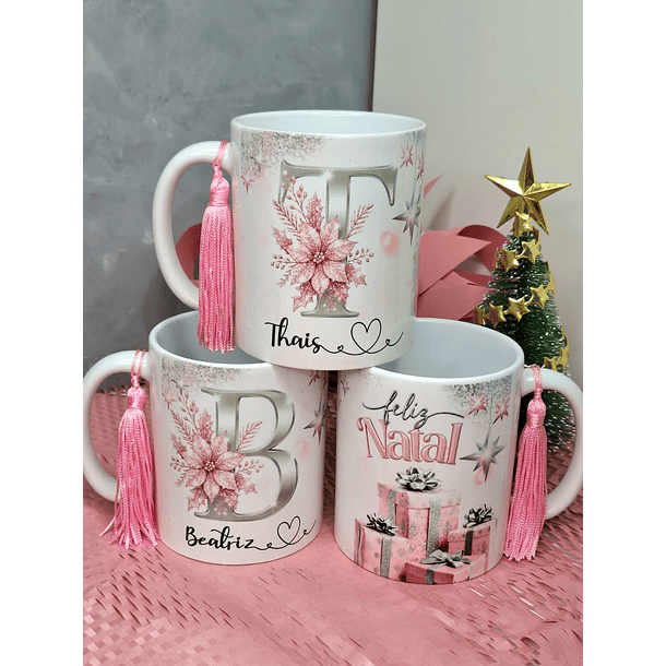 52 Artes para Caneca Alfabeto Dourado e Prata Natalino Arquivo em Png  2