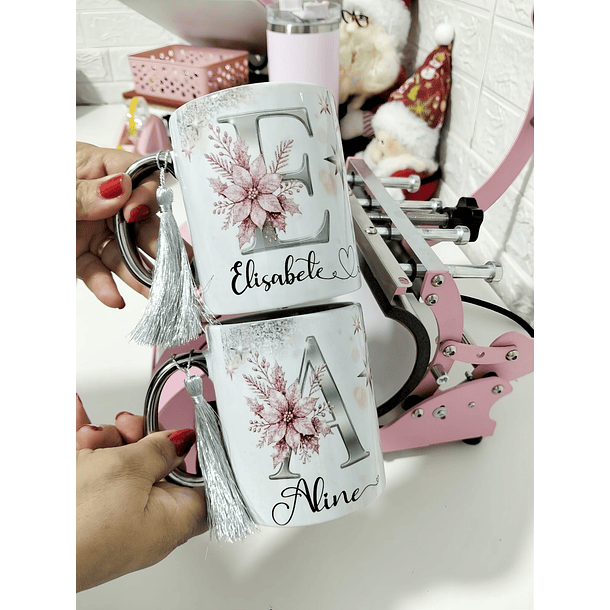 52 Artes para Caneca Alfabeto Dourado e Prata Natalino Arquivo em Png  3