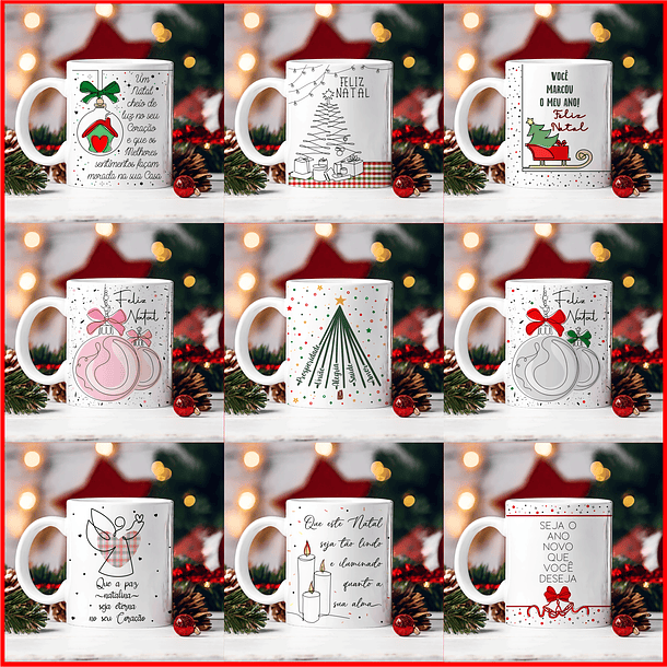 30 Artes para Caneca Natal em Linhas Arquivo em Png  6