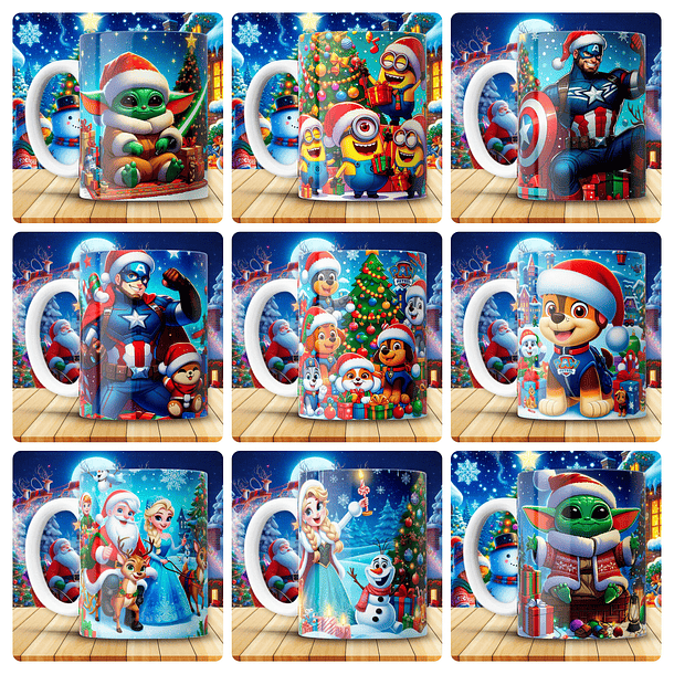 180 Artes para Caneca Personagens e Outros Natal 3D Arquivo em Png 6
