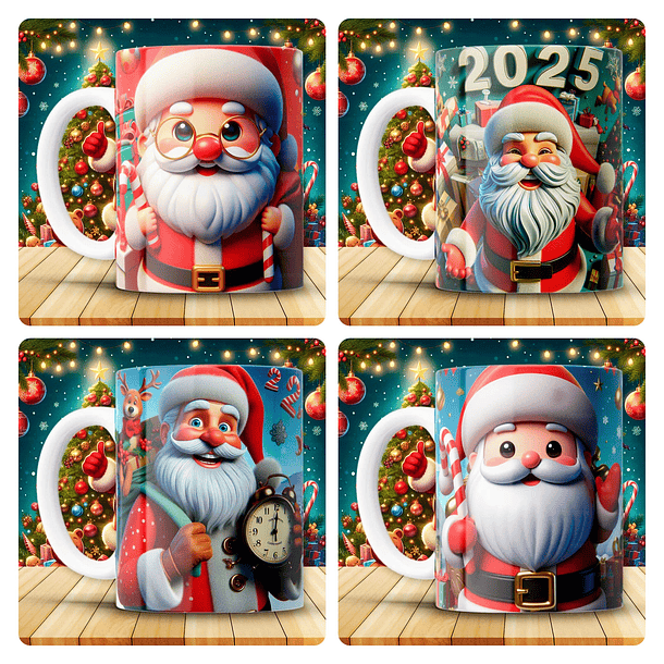 12 Artes para Caneca Papai Noel Arquivo em Jpg 1