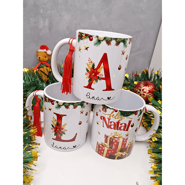 26 Artes para Caneca Alfabeto Vermelho Natalino Arquivo em Png 