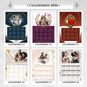 30 Artes para Calendário 2026 Arquivo Editável
