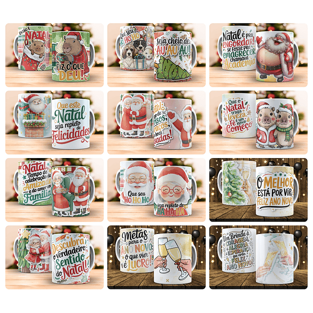 48 Artes para Caneca e Azueljo Então é natal (e Ano novo Também) Arquivo em PNG  1