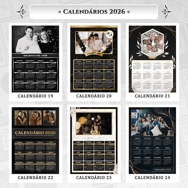 30 Artes para Calendário 2026 Arquivo Editável 2