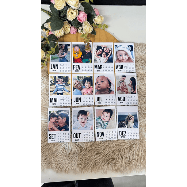 Arquivo Calendário Polaroid 2026 (Português, English, Español) Arquivo em Png 1