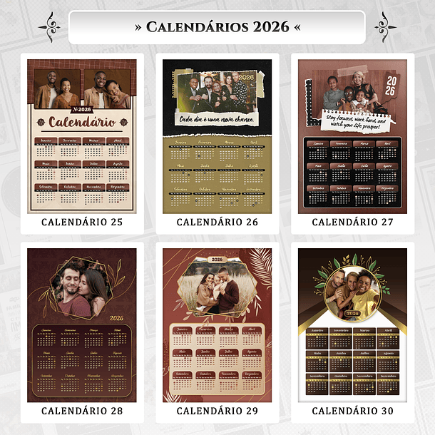 30 Artes para Calendário 2026 Arquivo Editável 5