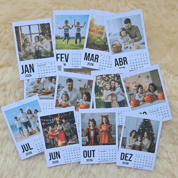 Calendário Polaroid 2026 Editavel Canva Arquivos Pdf Png 3