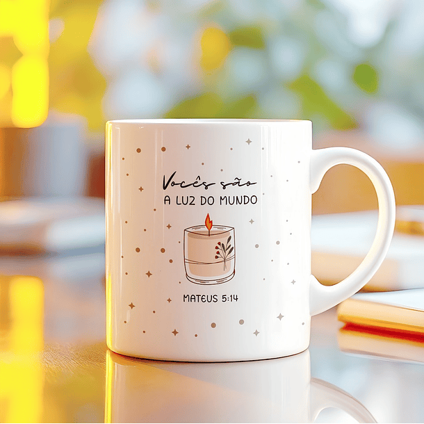Arte Caneca Vocês são a Luz do mundo - Mateus 514 em Jpg  2
