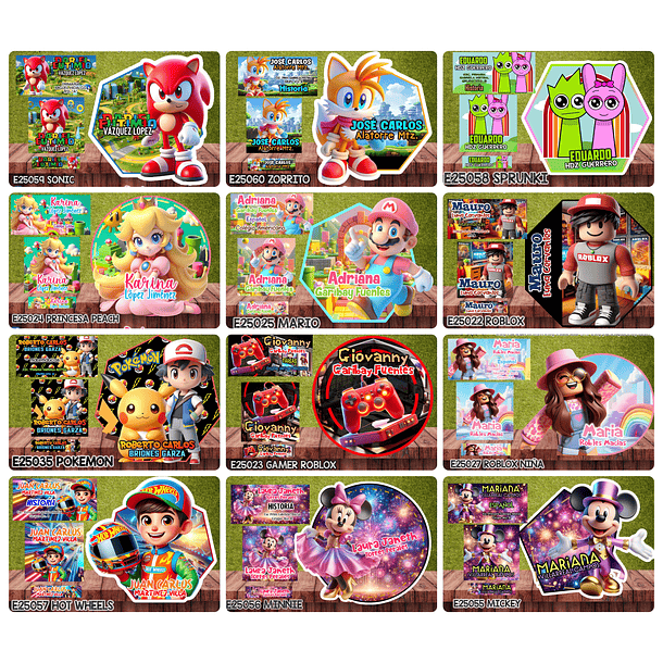 Arquivos Etiquetas Escolares Diversos temas e Personagens Editáveis  1