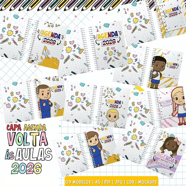 Combo Volta as aulas Squeeze, Caneca, Capa agenda, Toalhinhas e Muito mais Arquivo Editável 4