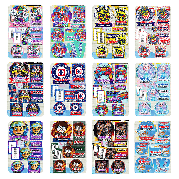 Arquivos Etiquetas Escolares Diversos temas e Personagens Editáveis  6