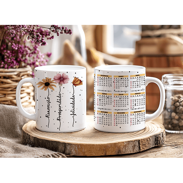 12 Artes para Caneca Calendário Ano Novo Minimalista 2026 Arquivo Editável  3