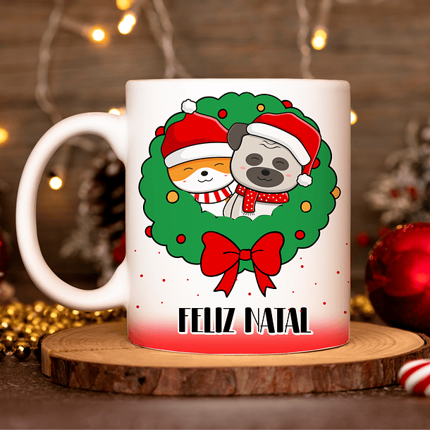 20 Artes para Caneca Natal Gatinhos em Linhas Arquivo em Png 3