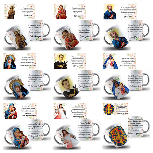 44 Artes para Canecas Santos Católicos Arquivo Editável  4