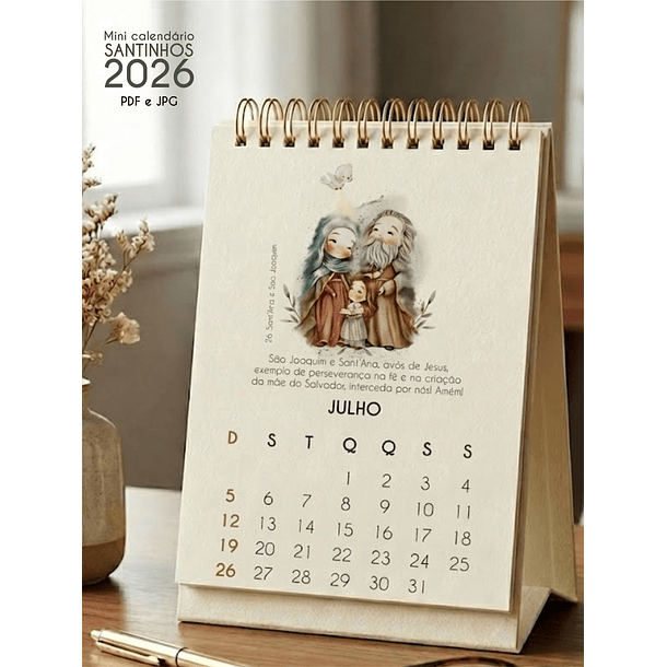 Arquivo Calendário de Mesa Santinhos 2026 Arquivo em Pdf  1