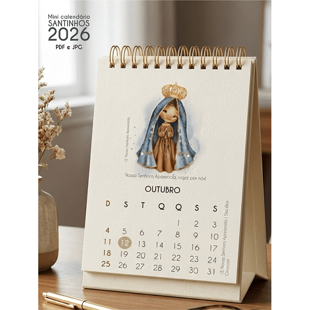 Arquivo Calendário de Mesa Santinhos 2026 Arquivo em Pdf  2
