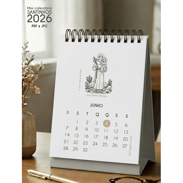 Arquivo Calendário de Mesa Santinhos 2026 Arquivo em Pdf  4