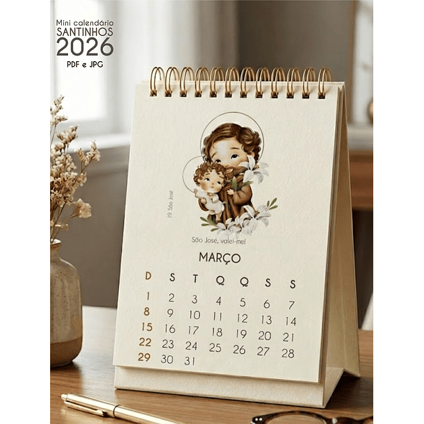 Arquivo Calendário de Mesa Santinhos 2026 Arquivo em Pdf  7
