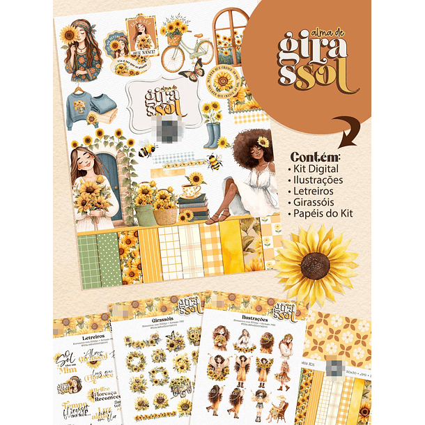 Combo encadernação + Kit digital Girassol Arquivo em Png 1