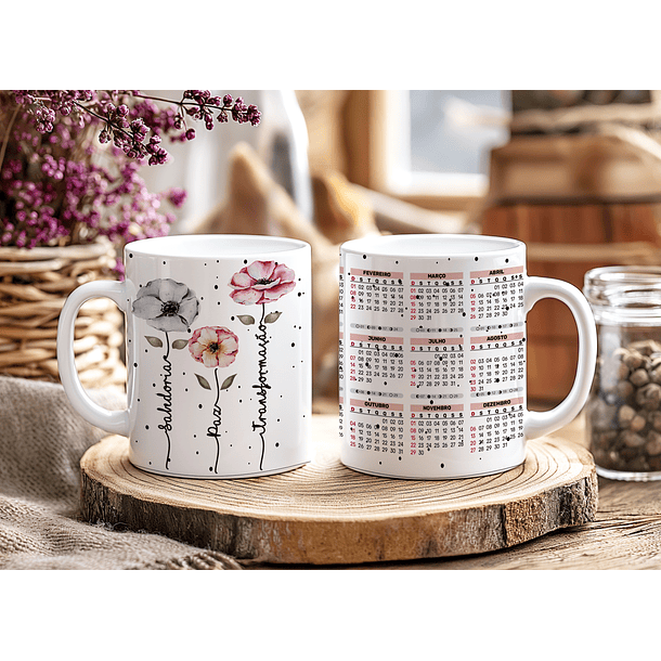 12 Artes para Caneca Calendário Ano Novo Minimalista 2026 Arquivo Editável  10