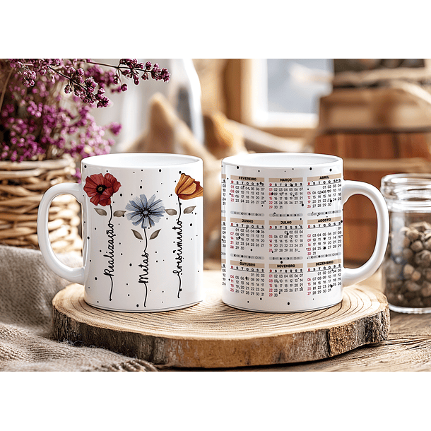 12 Artes para Caneca Calendário Ano Novo Minimalista 2026 Arquivo Editável  12