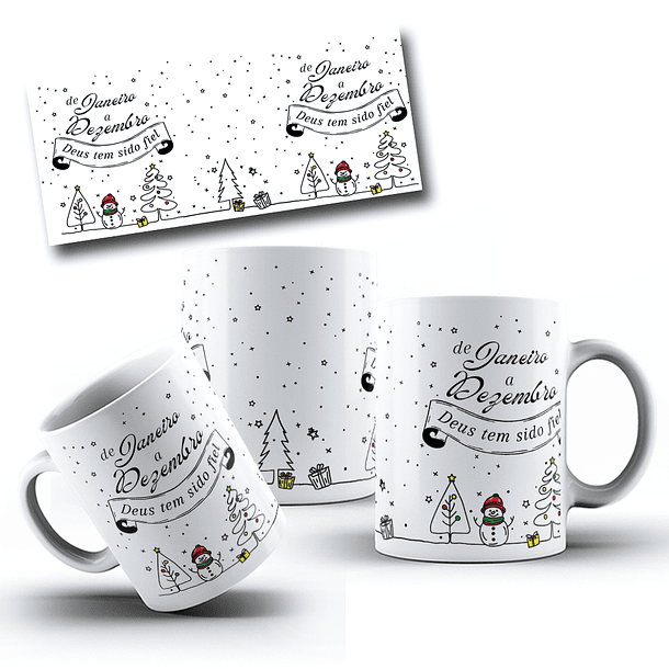 Arte Caneca De Janeiro a Dezembro Deus tem sido Fiel Arquivo em Jpg 