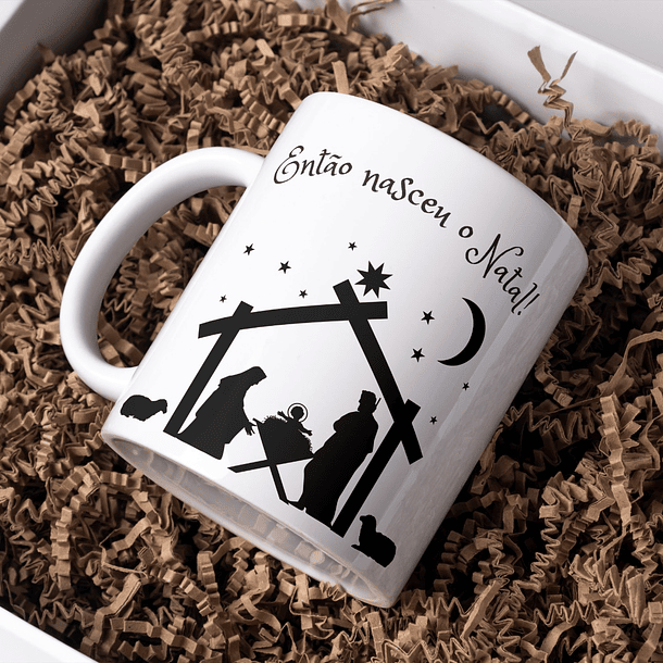 Arte Caneca Então Nasceu o natal Jesus Arquivo em Jpg  2