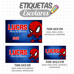 Arte Etiquetas Escolar Homem Aranha Cute