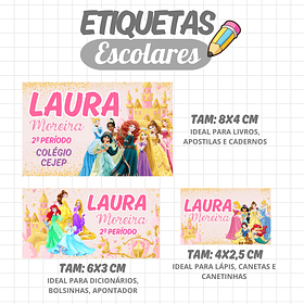 Arte Etiquetas Escolar Princesas