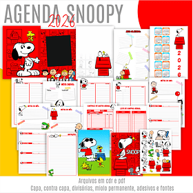 Arquivo para Encadernação Snoopy Agendas Arquivo Editável