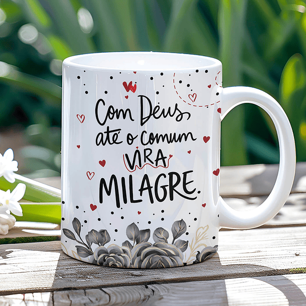 9 Artes para Caneca  Floral Letterings Frases Motivacional Deus Arquivo Editável  1