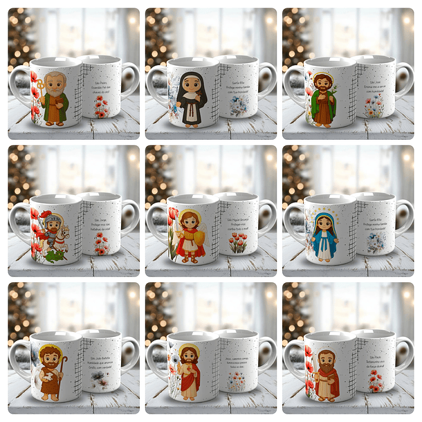 19 Artes para Caneca Santos Católicos Cute Arquivo Editável  1