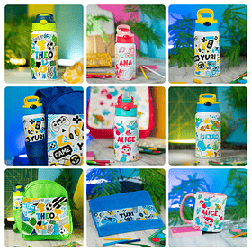 64 Artes para Caneca, Toalhinha e  Garrafinha Volta às Aulas Arquivo em Png