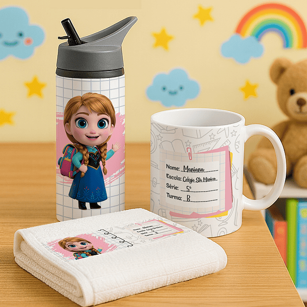 100 Artes para Caneca, Toalhinha e Garrafinha Personagens Volta as aulas Arquivo em Png 6